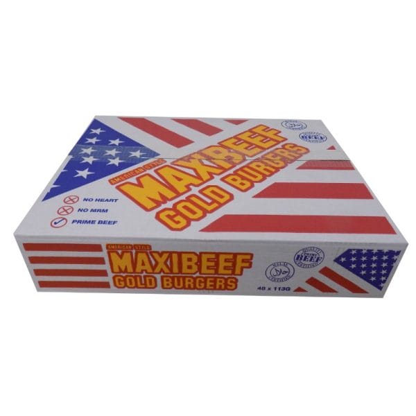 Maxibeef Gold Halal Beef Burger Box 48x113g