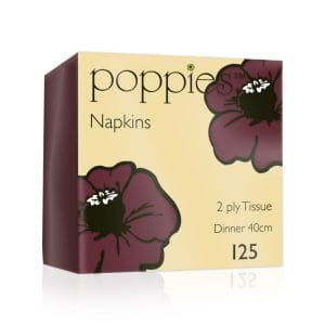 Poppies Burgundy 2-Ply Serviettes Packet 1x125