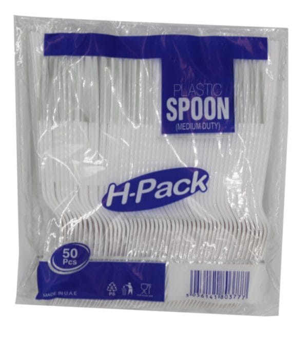 Strong White Plastic Spoons Packet 1x50