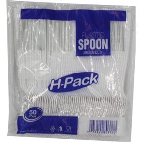 Strong White Plastic Spoons Packet 1x50