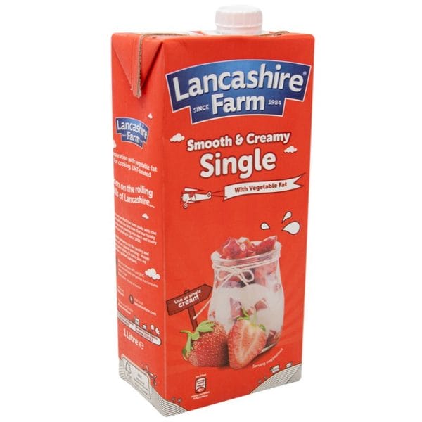 Lancashire Farm Single UHT Cream Carton 12x1L