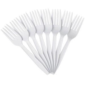 Large White Plastic Forks Packet 1x100