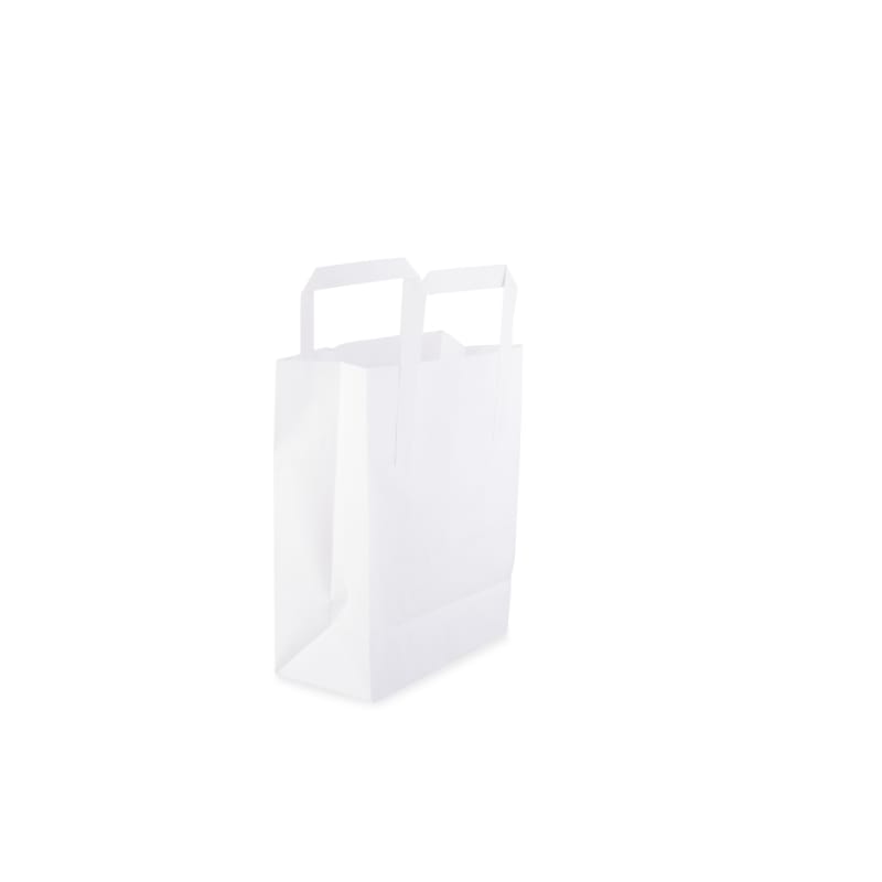 Medium White Paper Carrier Bags 1x250 - Adams Food Service